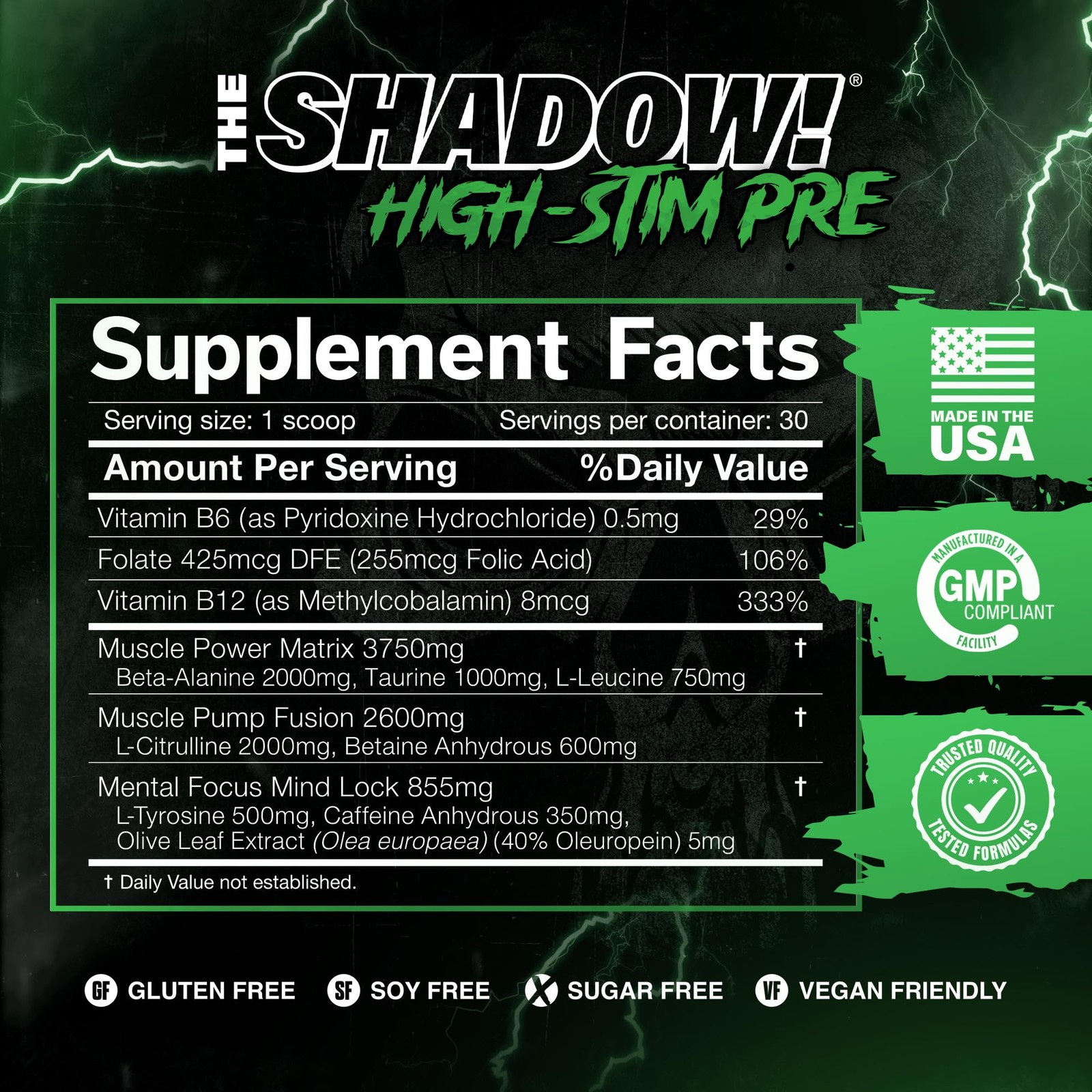 Jnx Sports The Shadow High Stim Preworkout Pre Workout Powder For Men Women