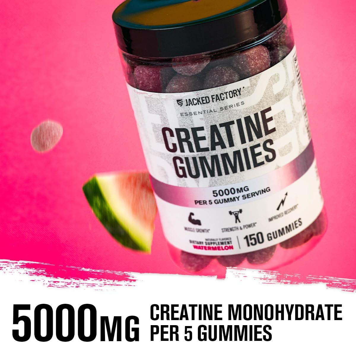 Creatine Monohydrate Gummies 5g Daily Dose (1g per Gummy) – Creatine Gummy fo…