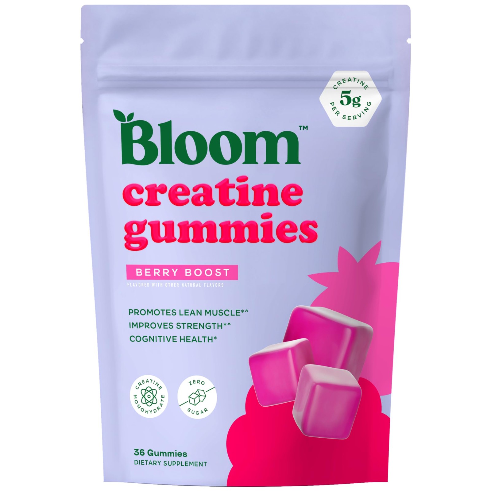 Bloom Creatine Monohydrate Gummies, 5g Per Serving, Sugar Free Creatine Gummy…