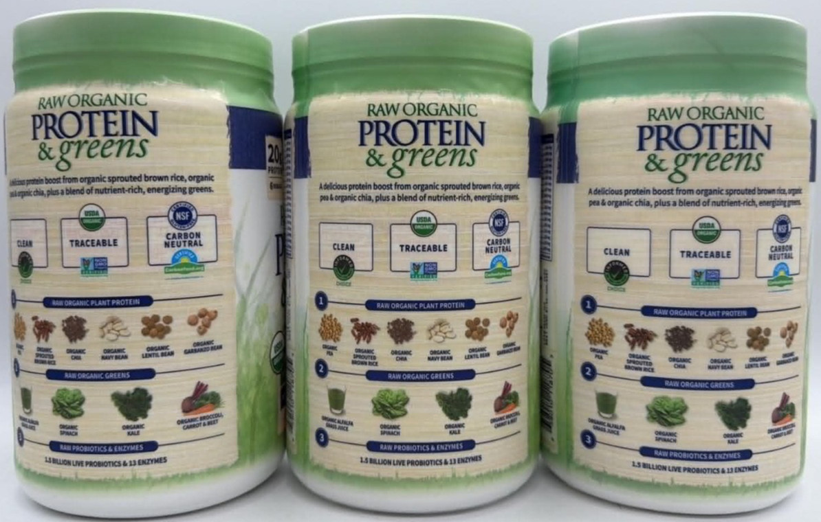3PK Garden of Life Raw Organic Protein & Greens ~ Vanilla ~1.40 oz EA ~EXP 1/27