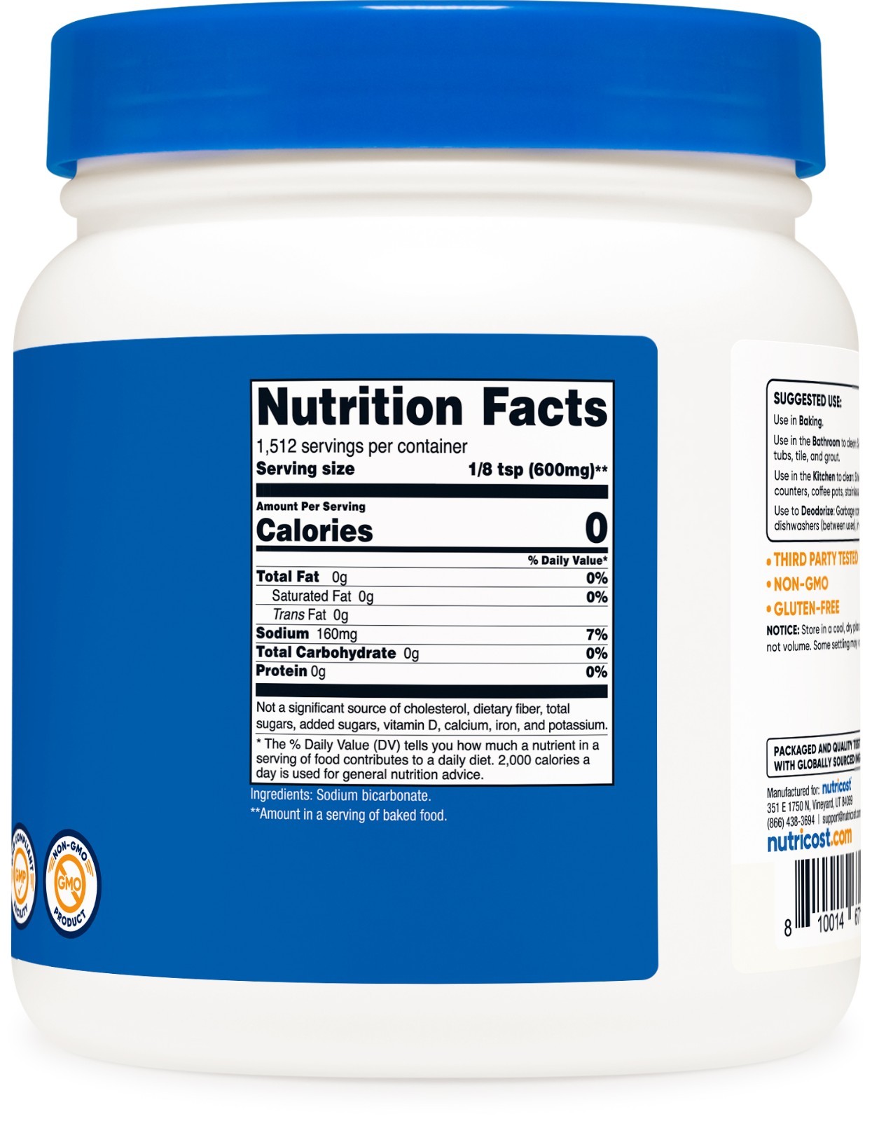 Nutricost Sodium Bicarbonate (2 LB) – 600mg Per Serving, Non-GMO, Gluten Free