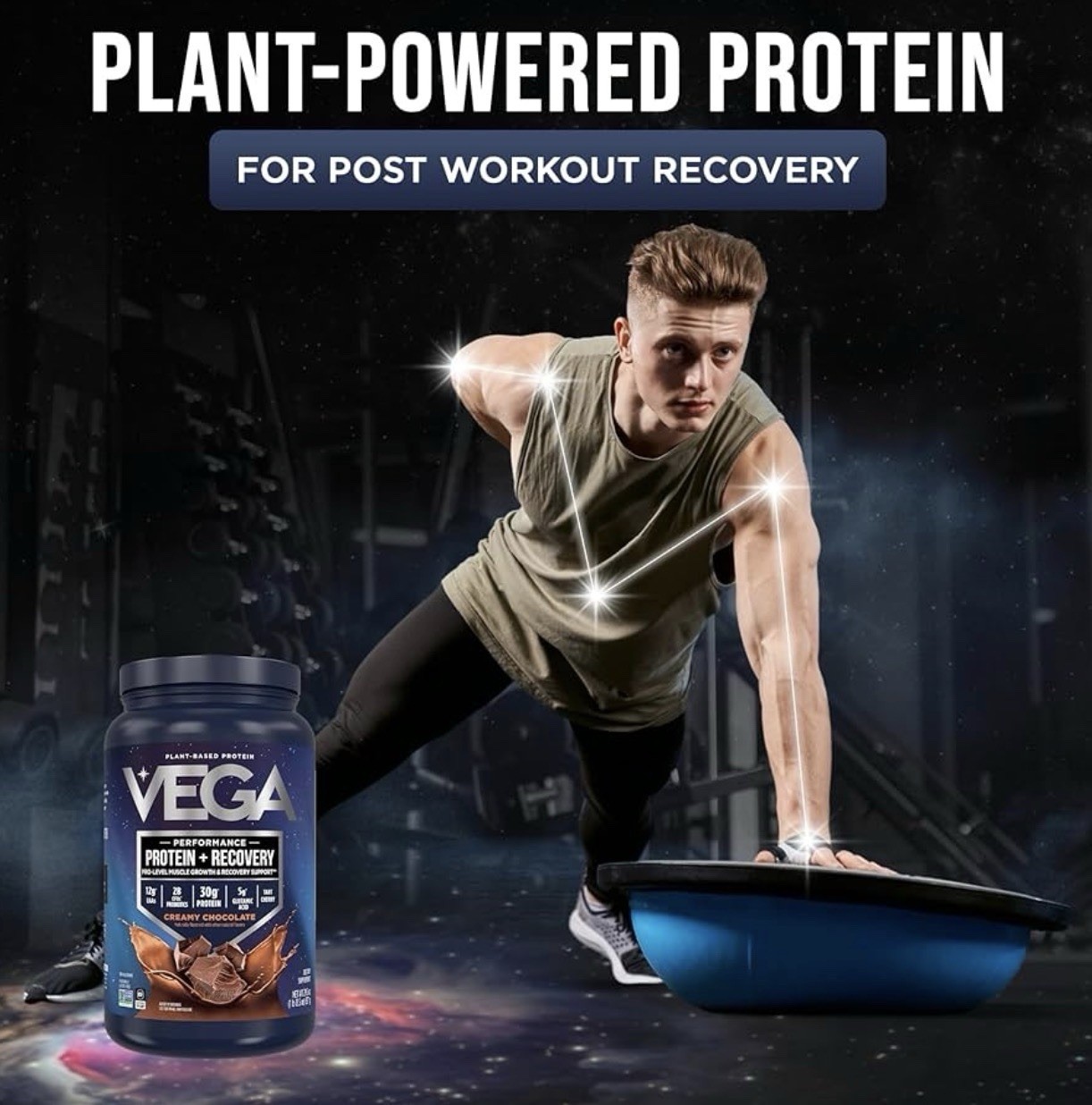 Vega Performance Protein + Recovery 1lb Creamy Chocolate 19 Servings Exp01/15/27