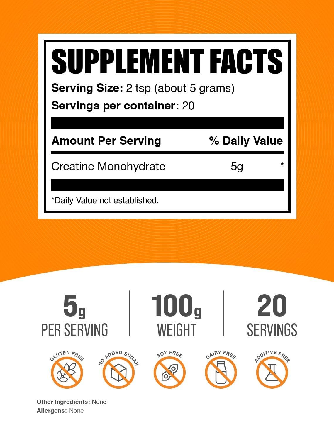 Micronized Creatine Monohydrate Powder 5G Nutritional Supplement Unflavored