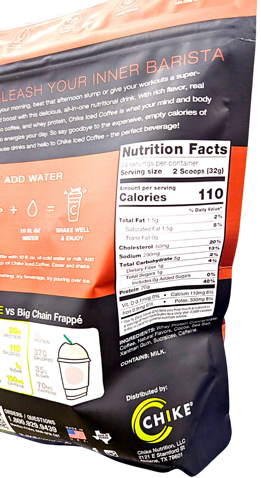 Chike Iced Coffee 20g Whey Protein Powder Mocha 27.1 Oz.EXP 08/2027