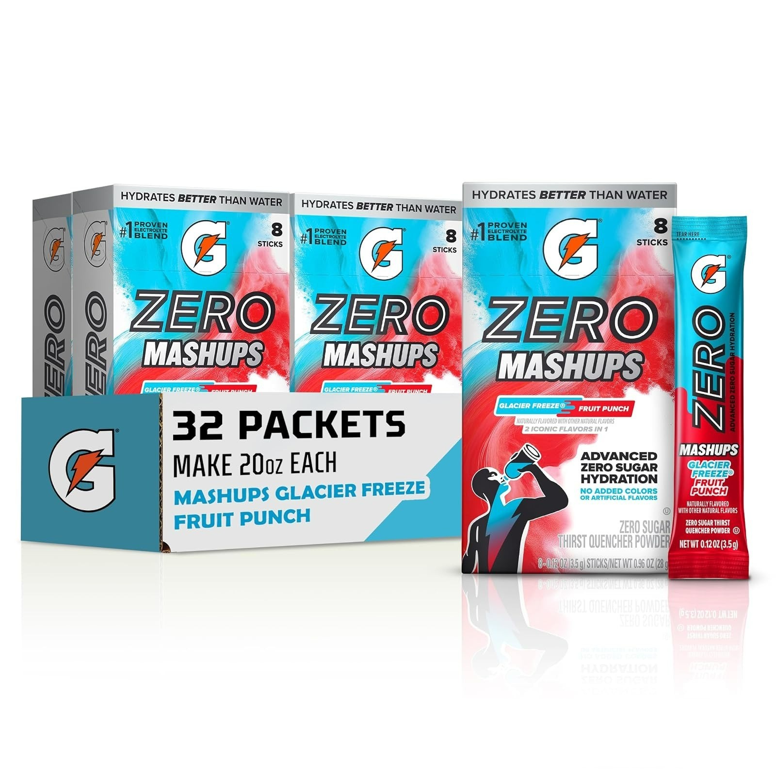 Gatorade Zero Sugar Powder – Electrolyte Drink Mix, 32 Servings