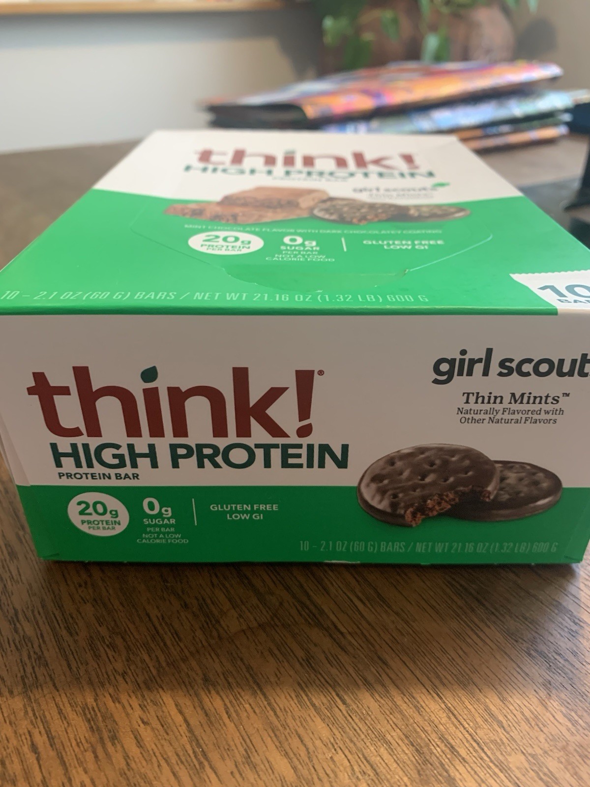 think! High Protein Thin Mints Protein Bars 20g, 0g Sugar GF 10ct 21.16oz