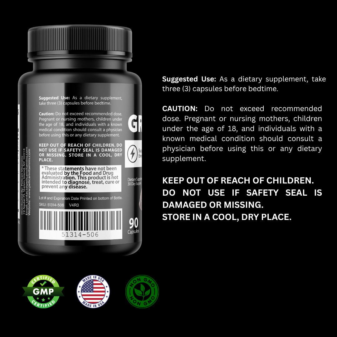 Grow Body- Bodybuilding & Men’s Health Support- 4 Bottles- 360 Capsules