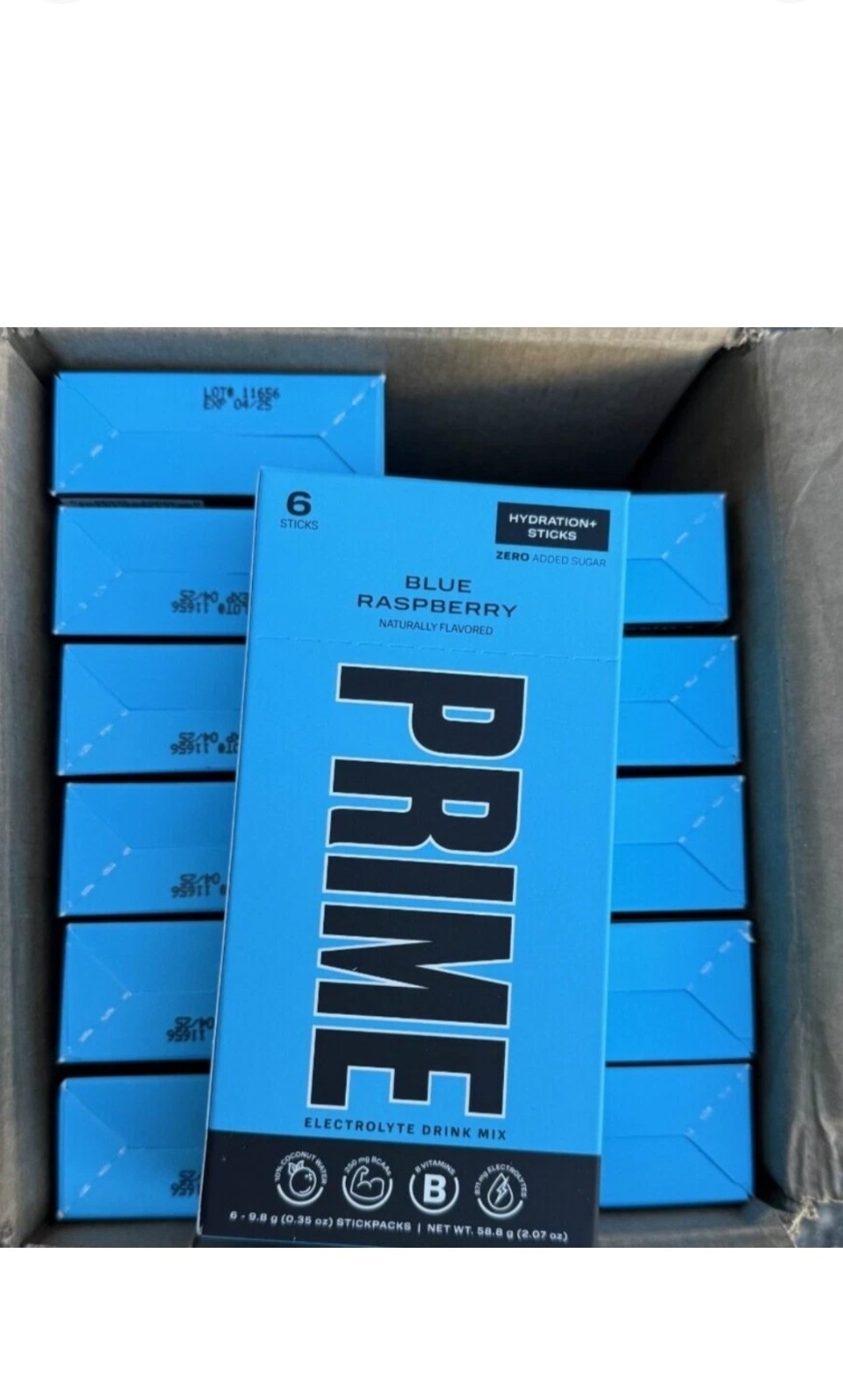 Prime Hydration + Sticks Blue Raspberry 72 Sticks Total Lot of 12 check BB!