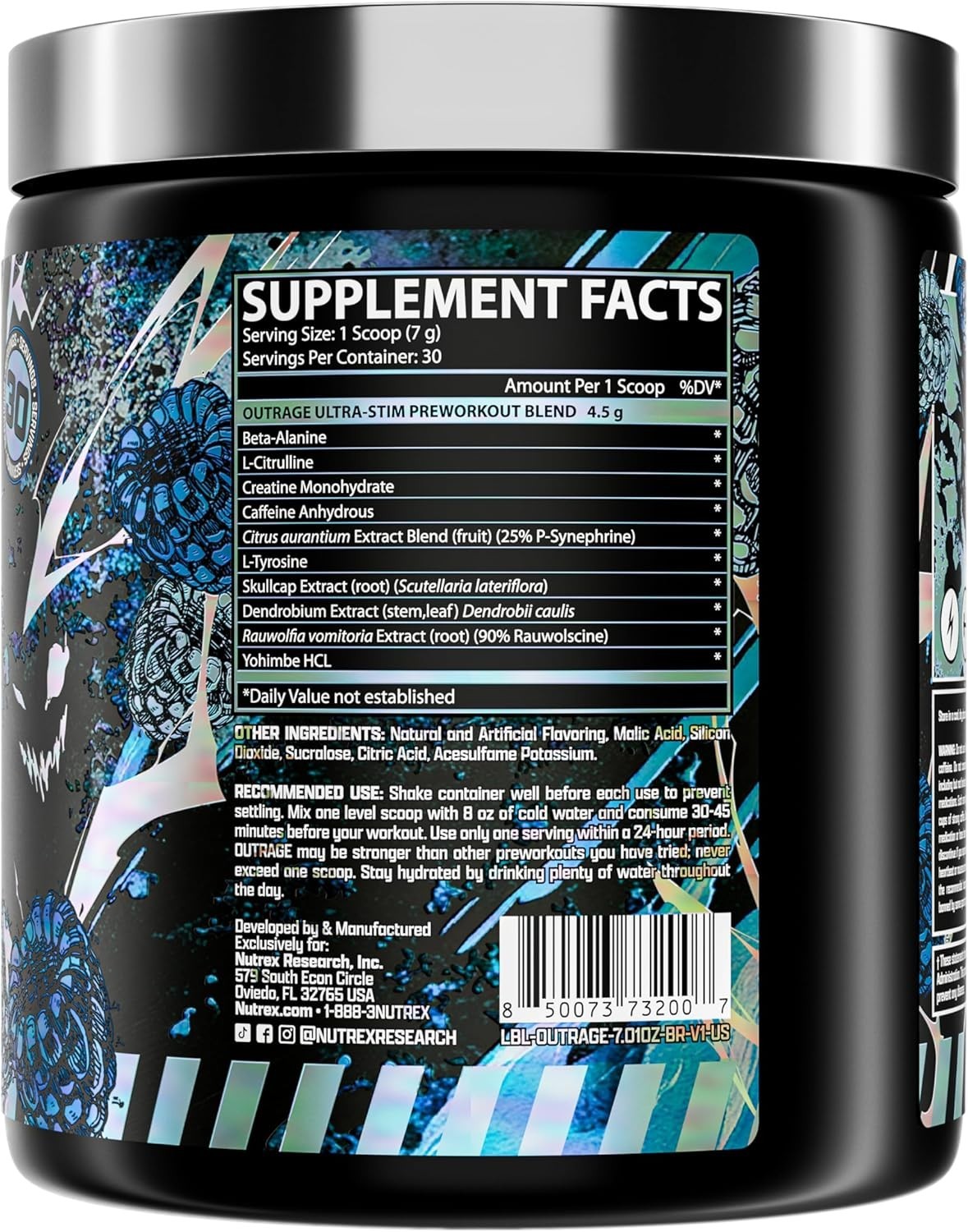 Outrage Ultra HIGH STIM Pre-Workout Powder for Men | 400mg Caffeine, L-Citrul