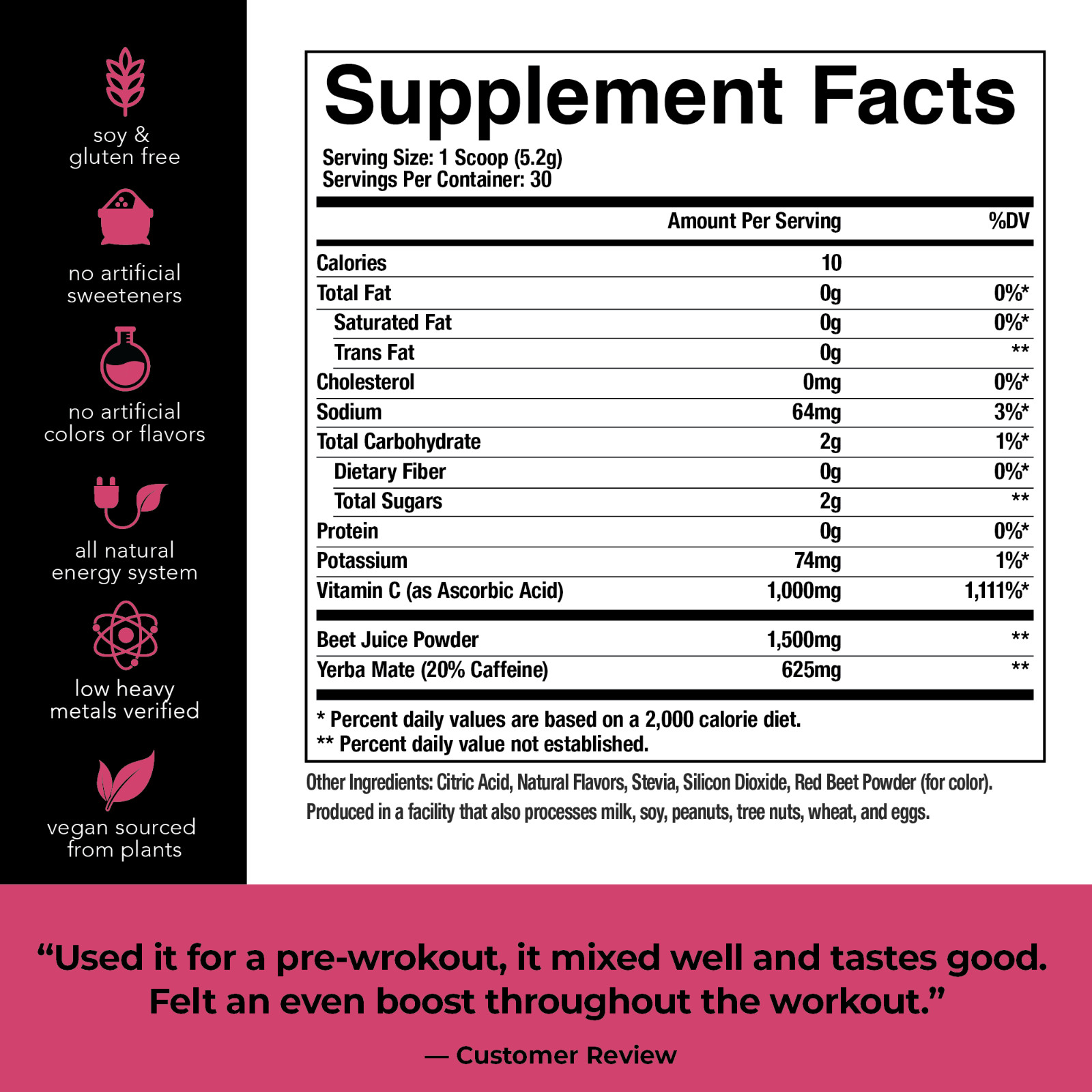 Beet Active–All-Natural Vegan Pre-Workout–Beet Root Powder- Passion Fruit