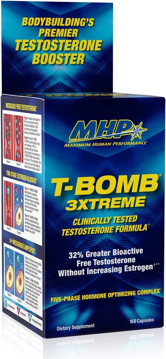 MHP T-BOMB 3Xtreme Testosterone Booster For Men Clinical Strength 168 Capsules