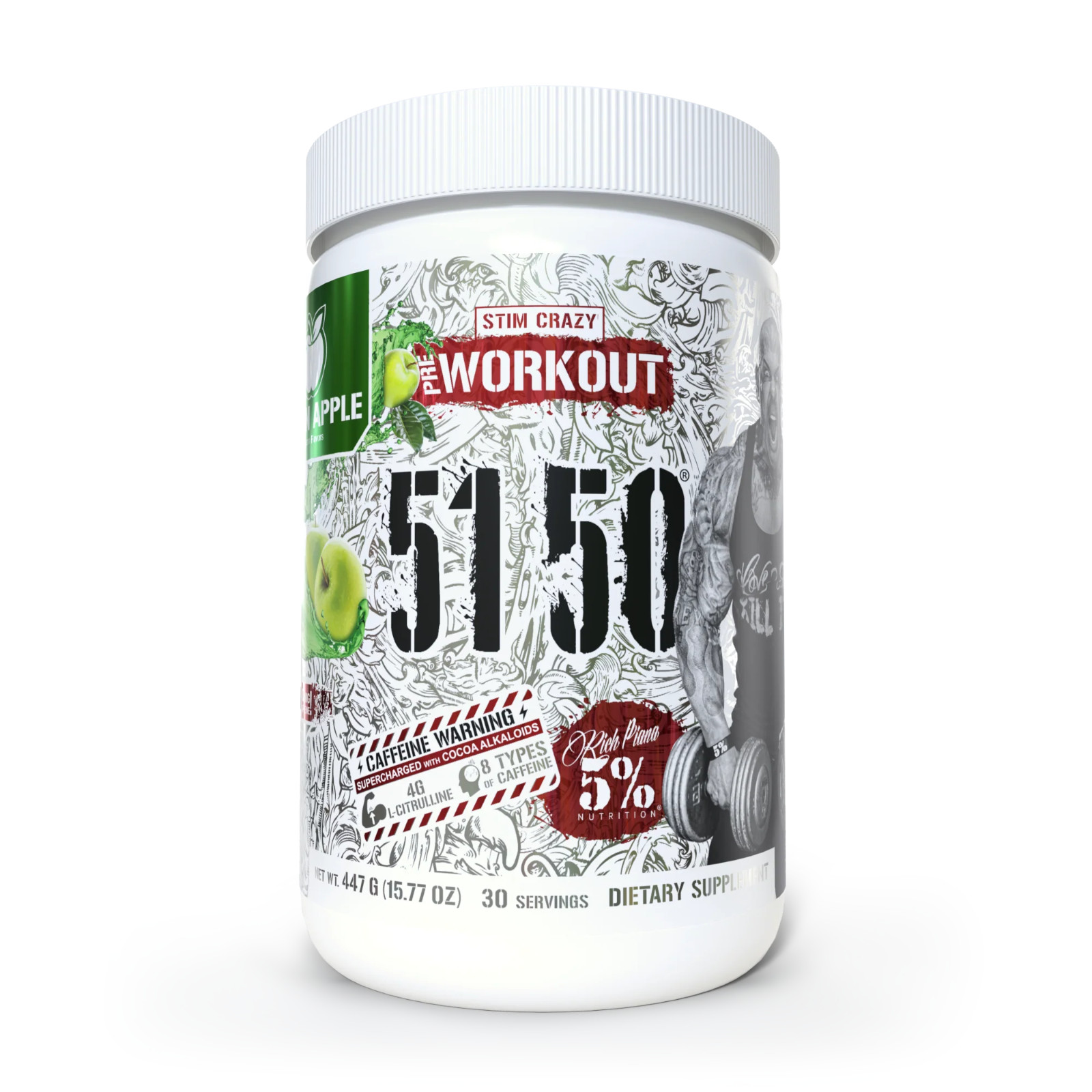 5% Nutrition 5150 Pre-Workout 30 Servings Green Apple [Best By 05/2028]