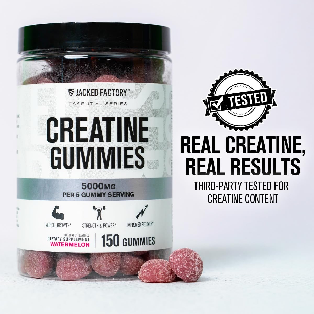 Creatine Monohydrate Gummies 5g Daily Dose (1g per Gummy) – Creatine Gummy fo…