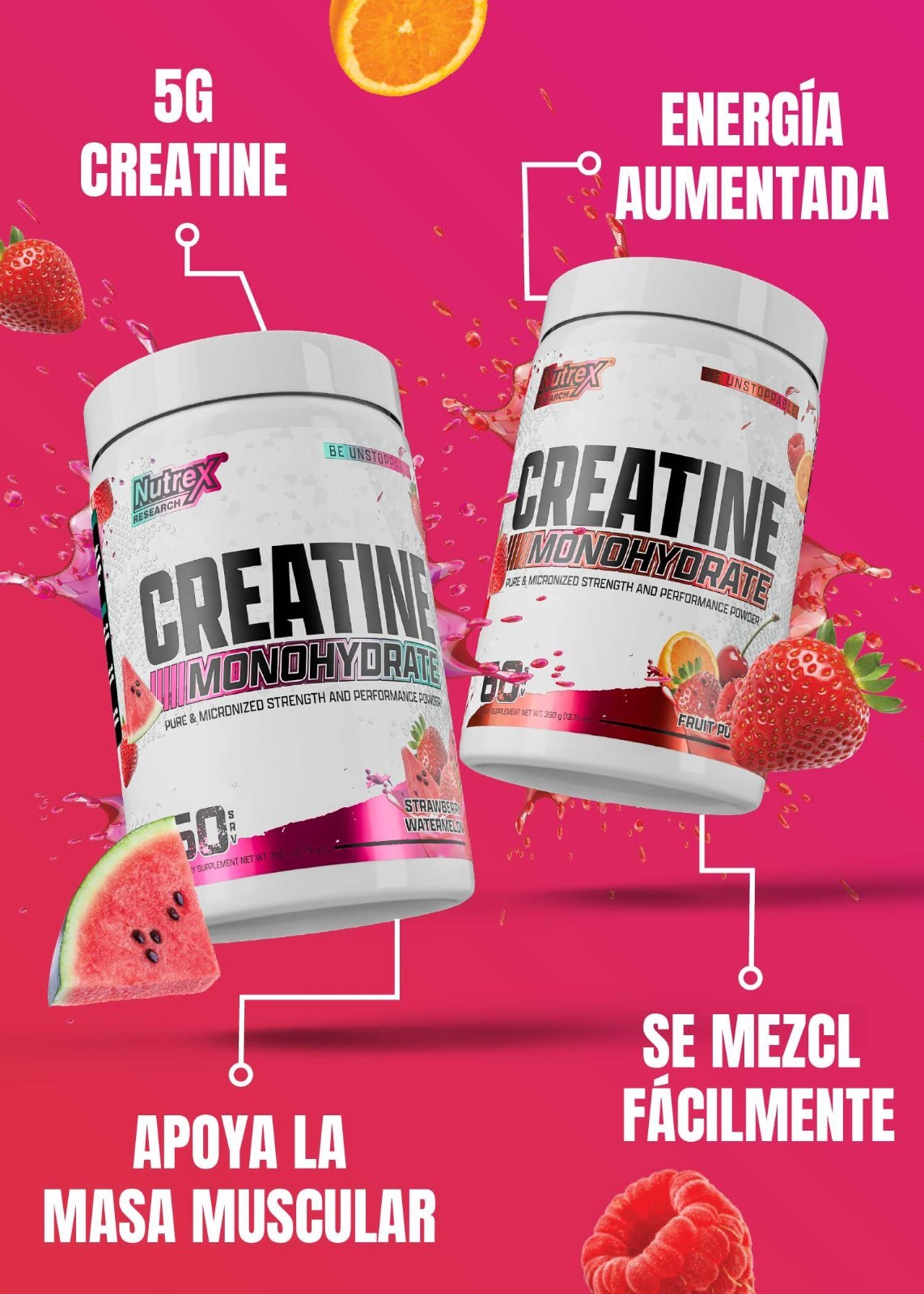 Nutrex Flavored CREATINE Monohydrate Powder Micronized For Men & Women 60 Svgs