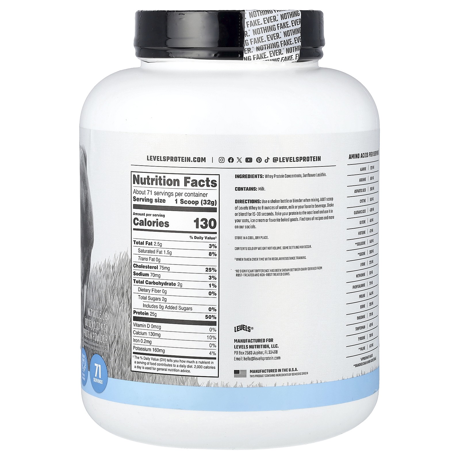 Grass Fed Whey Protein Powder, Unflavored, 5 lb (2.27 kg)