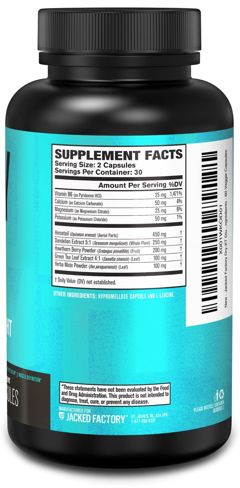 Jacked Factory Dry-Xt Diuretic – Root Extract Potassium 7 More