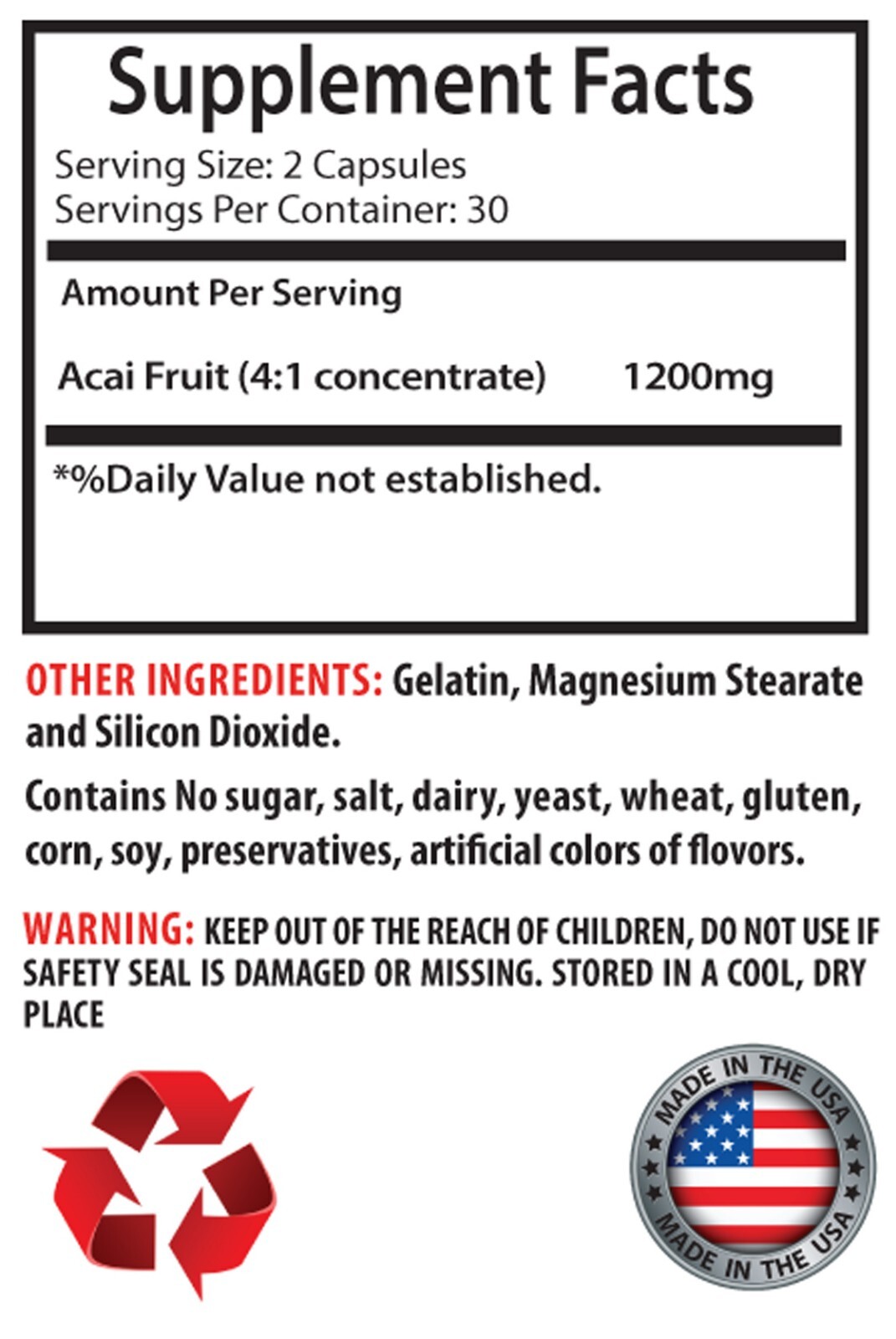 Immune System Fortification – ACAI BERRY EXTRACT – 3B 180 Caps