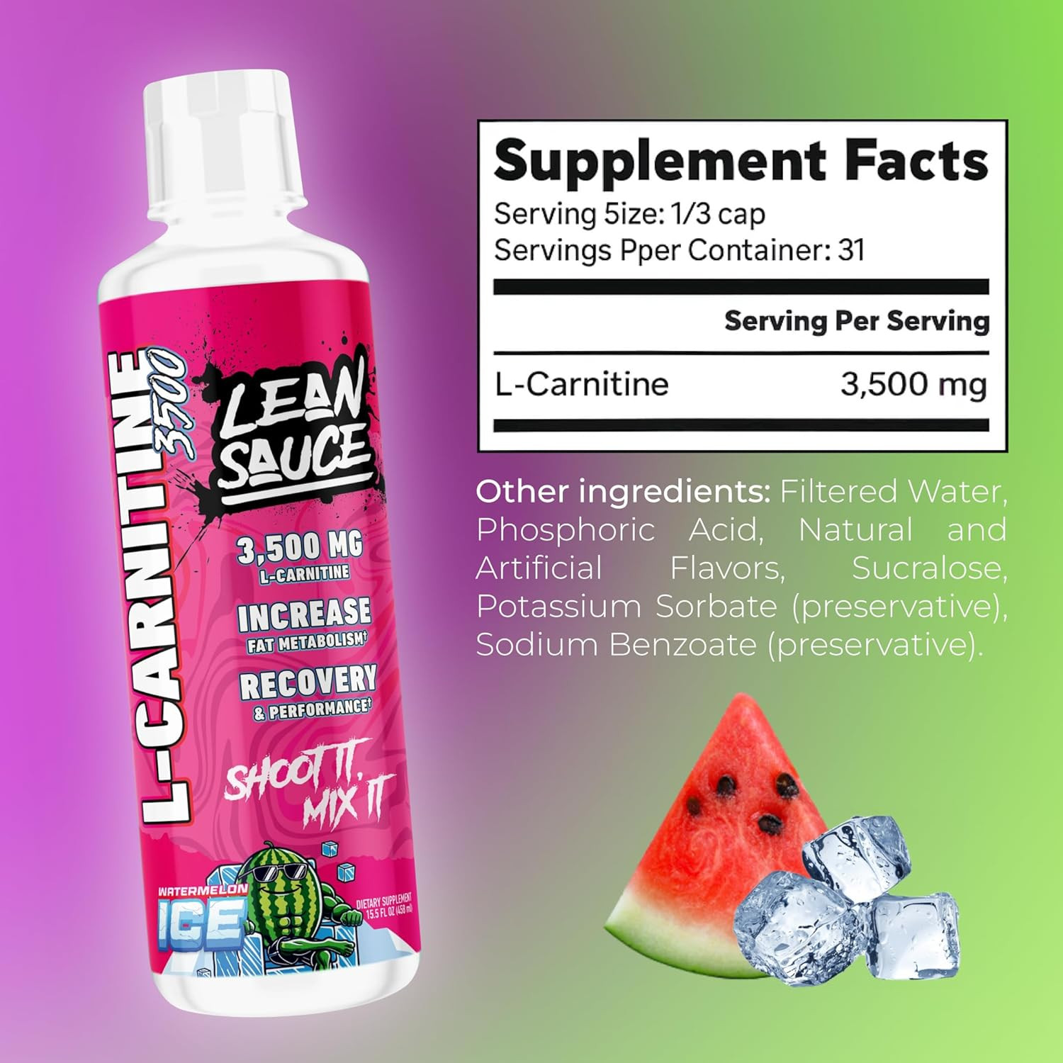 Lean Sauce L-Carnitine Liquid 3500Mg – Watermelon Ice
