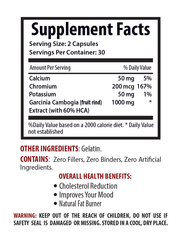 Garcinia Cambogia Extract Pure Belly Fat Burner, Weight Loss Diet 60% HCA -1B