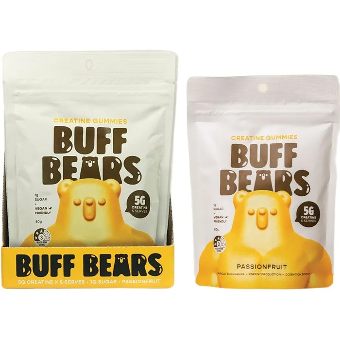 New Buff Bears Creatine Gummies Passionfruit 8 x 80g Packs