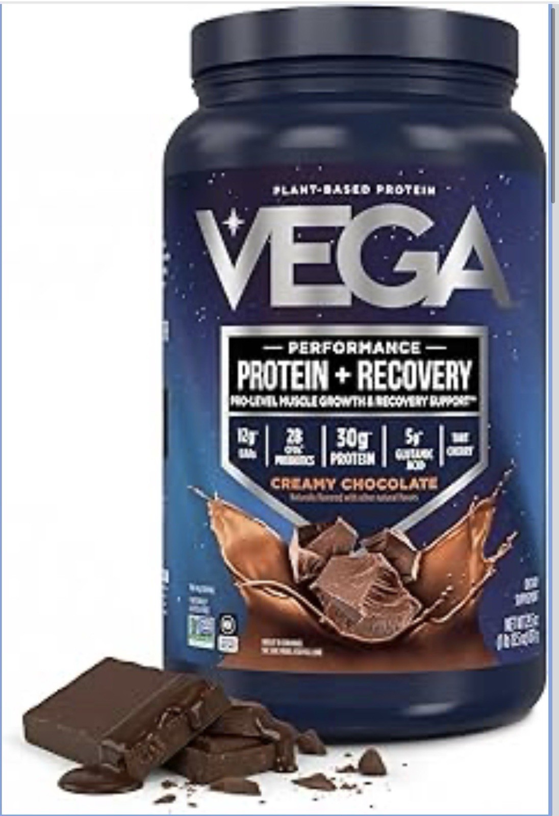 Vega Performance Protein + Recovery 1lb Creamy Chocolate 19 Servings Exp01/15/27