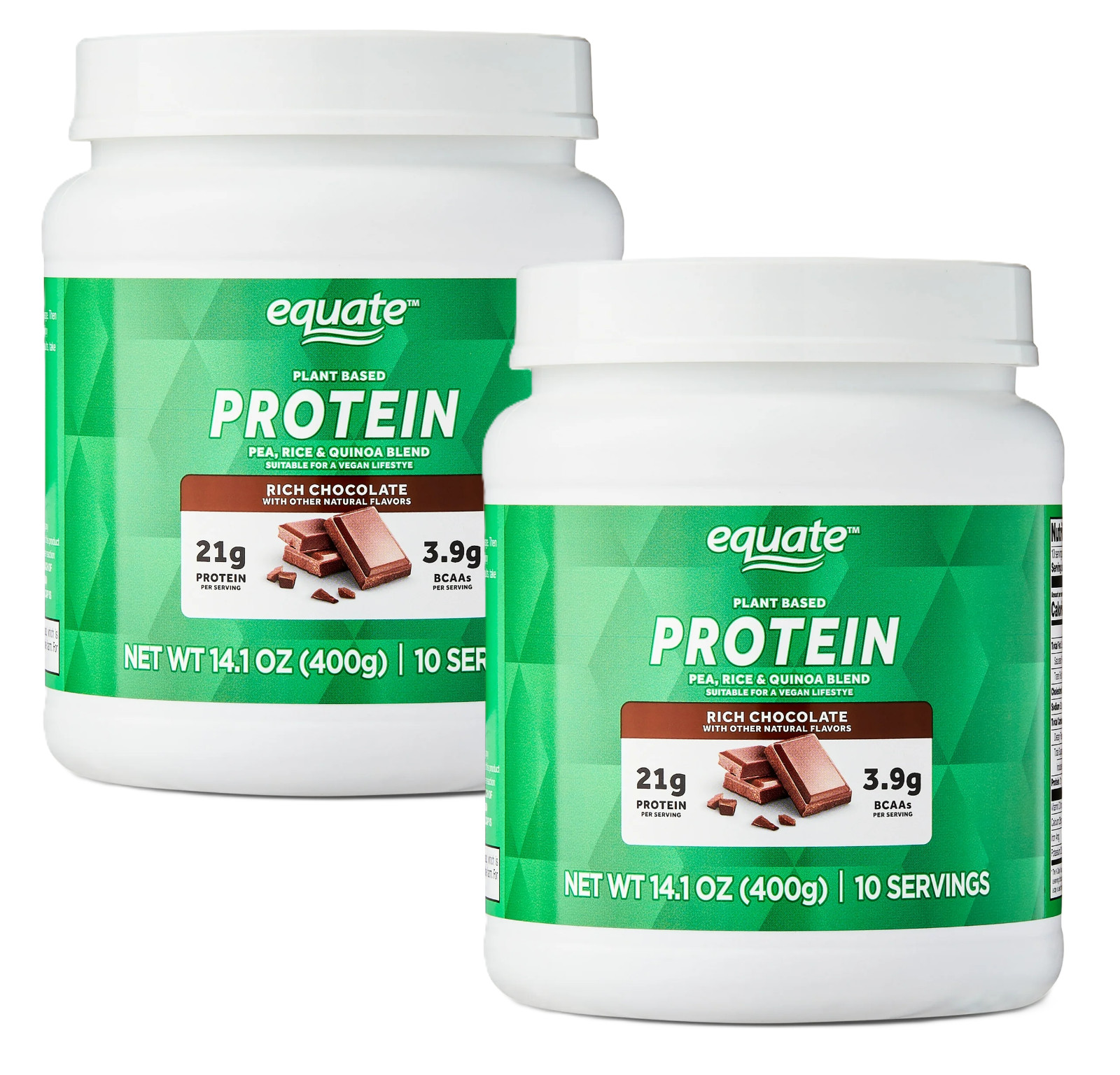 Equate Plant-Based Protein Powder Supplement Rich Chocolate 14.1 oz