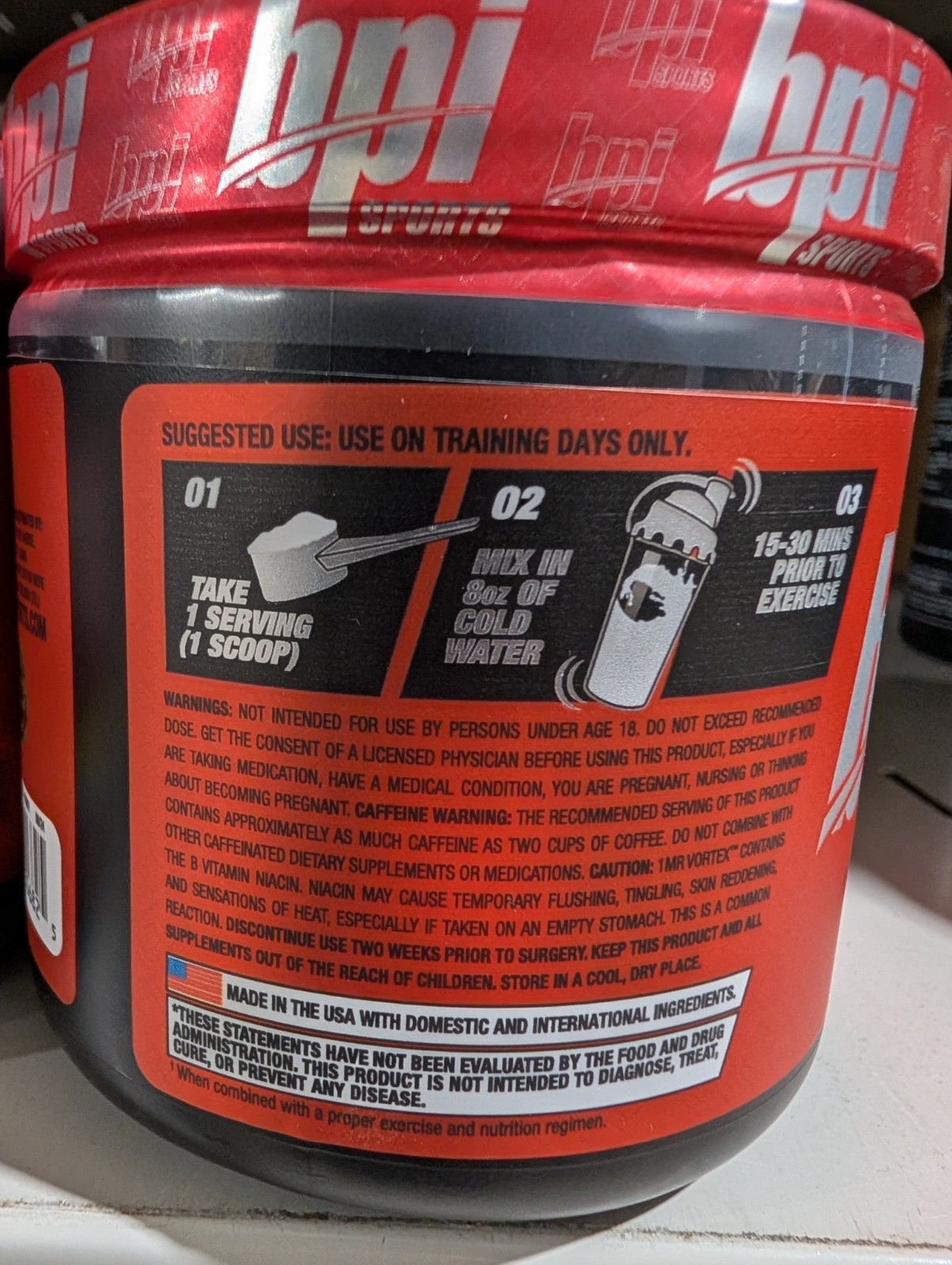 2 Pack BPI Sports 1MR Vortex 50 serv Fruit Punch & Blue RaspPreWorkout Exp 4/28