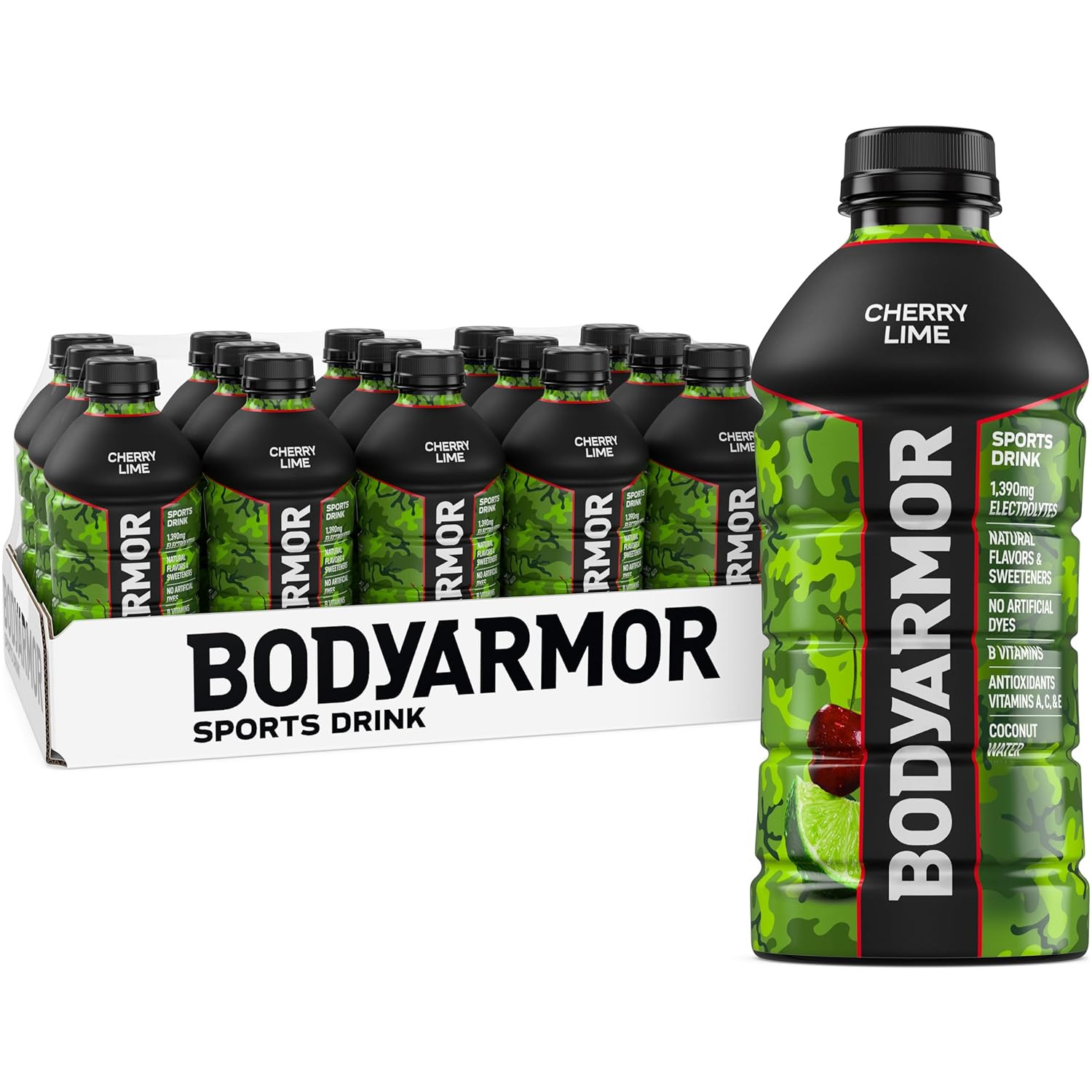 BODYARMOR Cherry Lime Sports Drink, Electrolyte Hydration, 15 Pack 28 Fl Oz