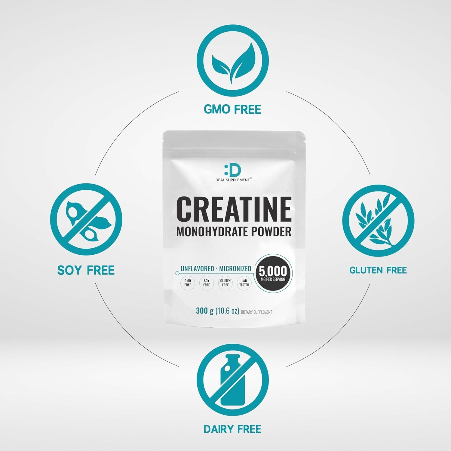 DEAL SUPPLEMENT Instant Creatine Monohydrate Powder, 5g Per Serving – 60 Serving