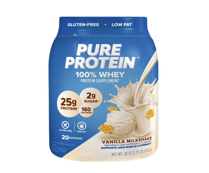 Pure Protein 100% Whey Protein Powder, Vanilla Cream, 25g Protein, 1.75 lbs
