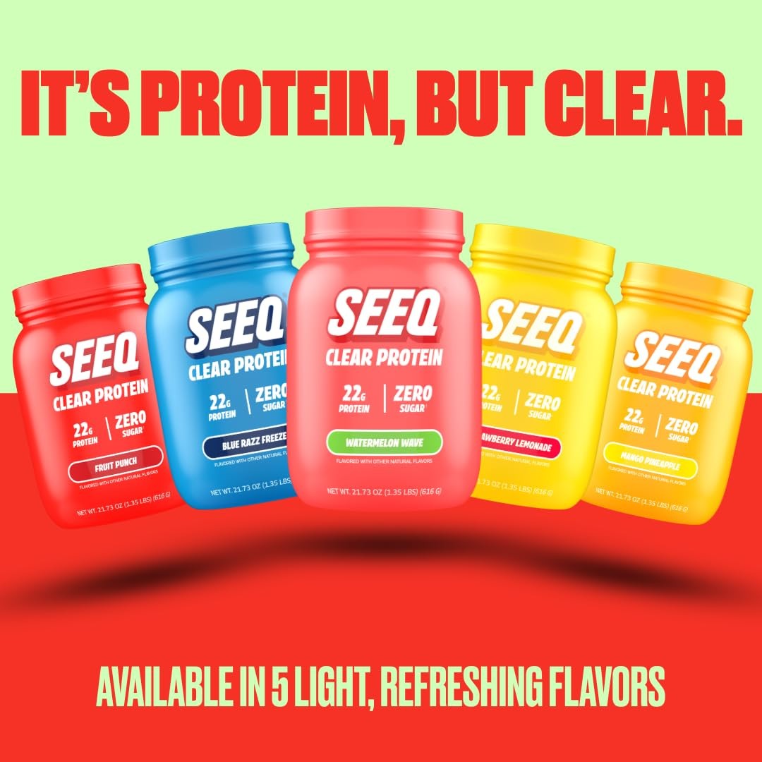 SEEQ Clear Protein Powder Watermelon Wave 22 Servings 22g Clear Whey Prote…