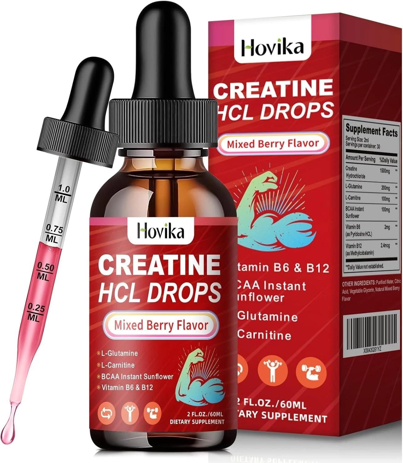 Creatine Hcl Liquid Drops for Men & Women, Creatine Hydrochloride with L-carn…