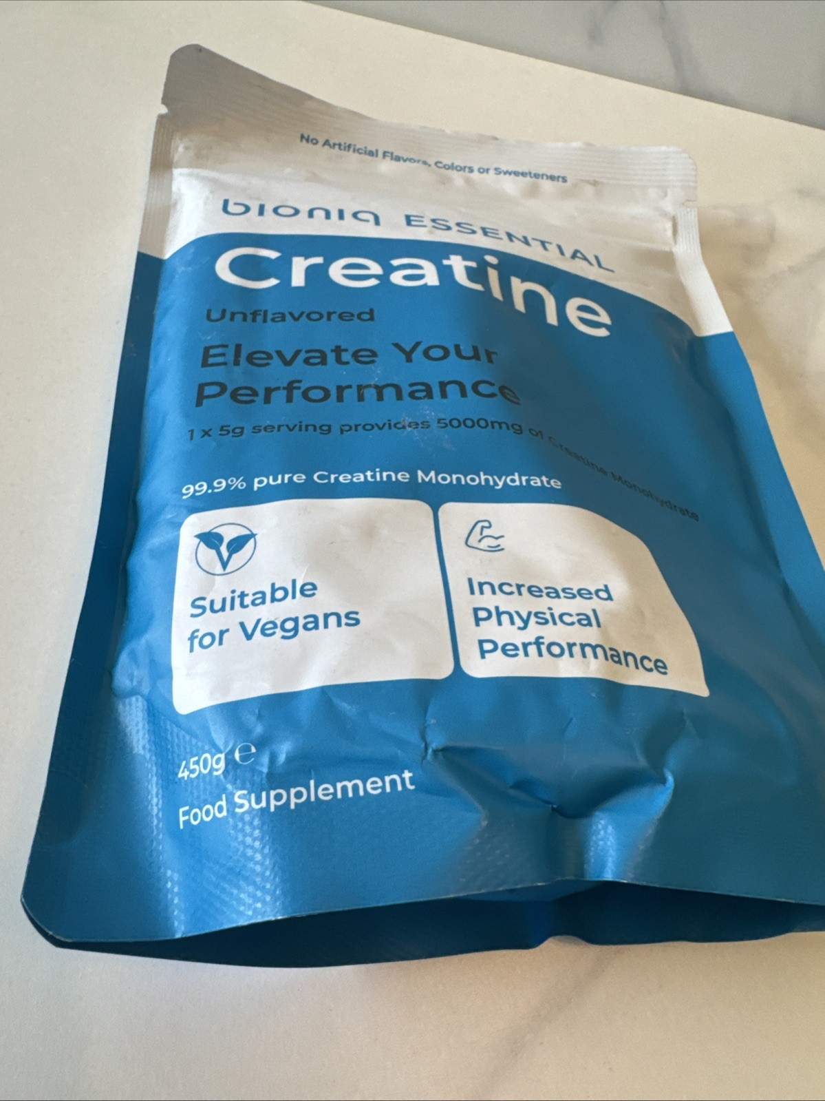 Bioniq Essential CREATINE Unflavored Food Supplement Powder 450g. Exp 02/2027.