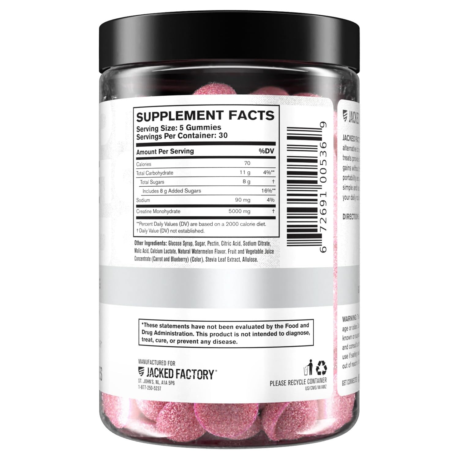 Creatine Monohydrate Gummies 5g Daily Dose (1g per Gummy) – Creatine Gummy fo…