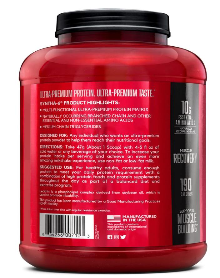 BSN Syntha-6 Whey Protein Powder Vanilla Ice Cream Flavor 5 lb Tub Protein