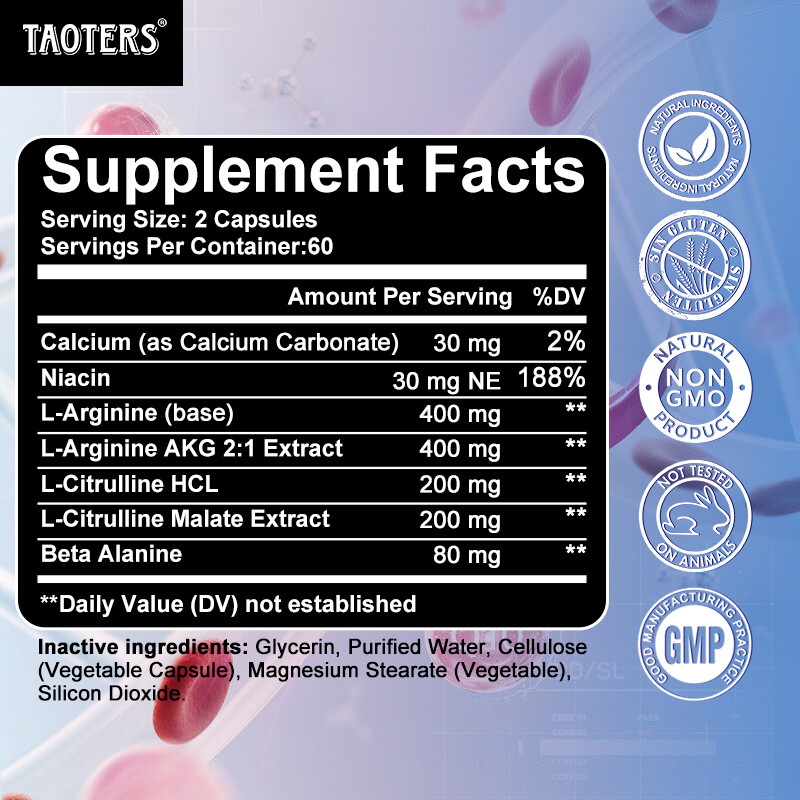 L-arginin + citrulline, promote vasodilation and improve exercise endurance