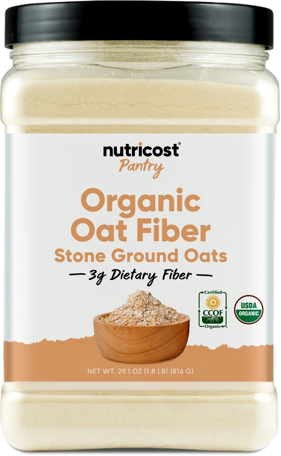 Nutricost Pantry Organic Oat Fiber (1.8 Pounds) Stone Ground Oats