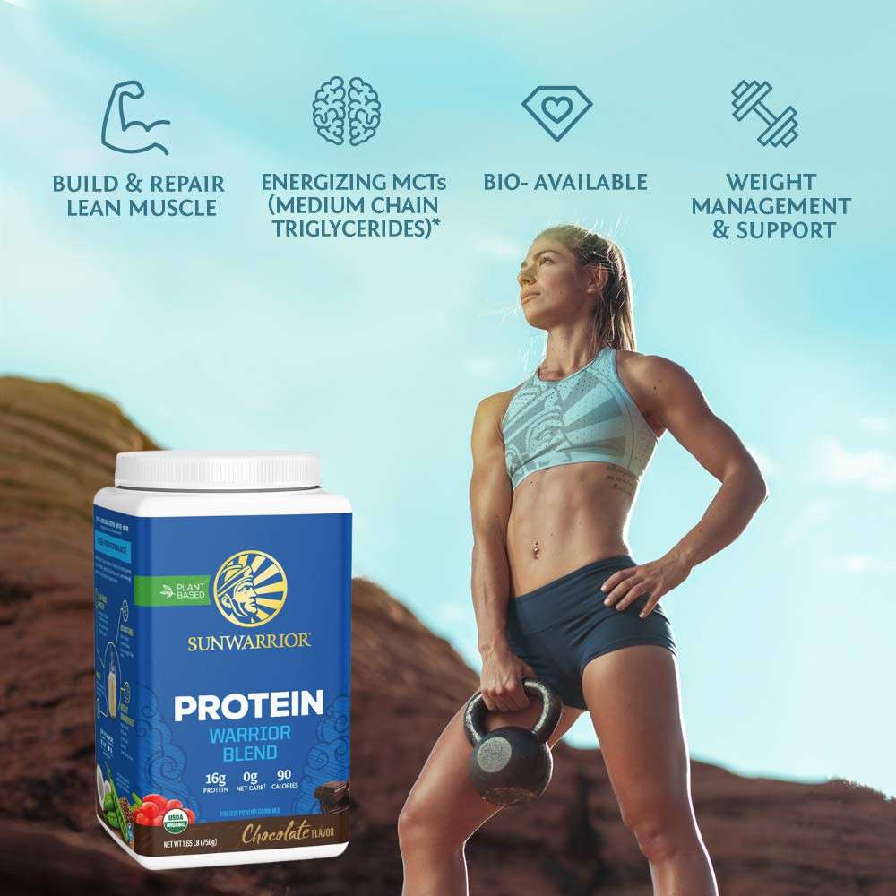 Sunwarrior Protein Warrior Blend Chocolate Flavor 1.7 lbs for Peak Performance