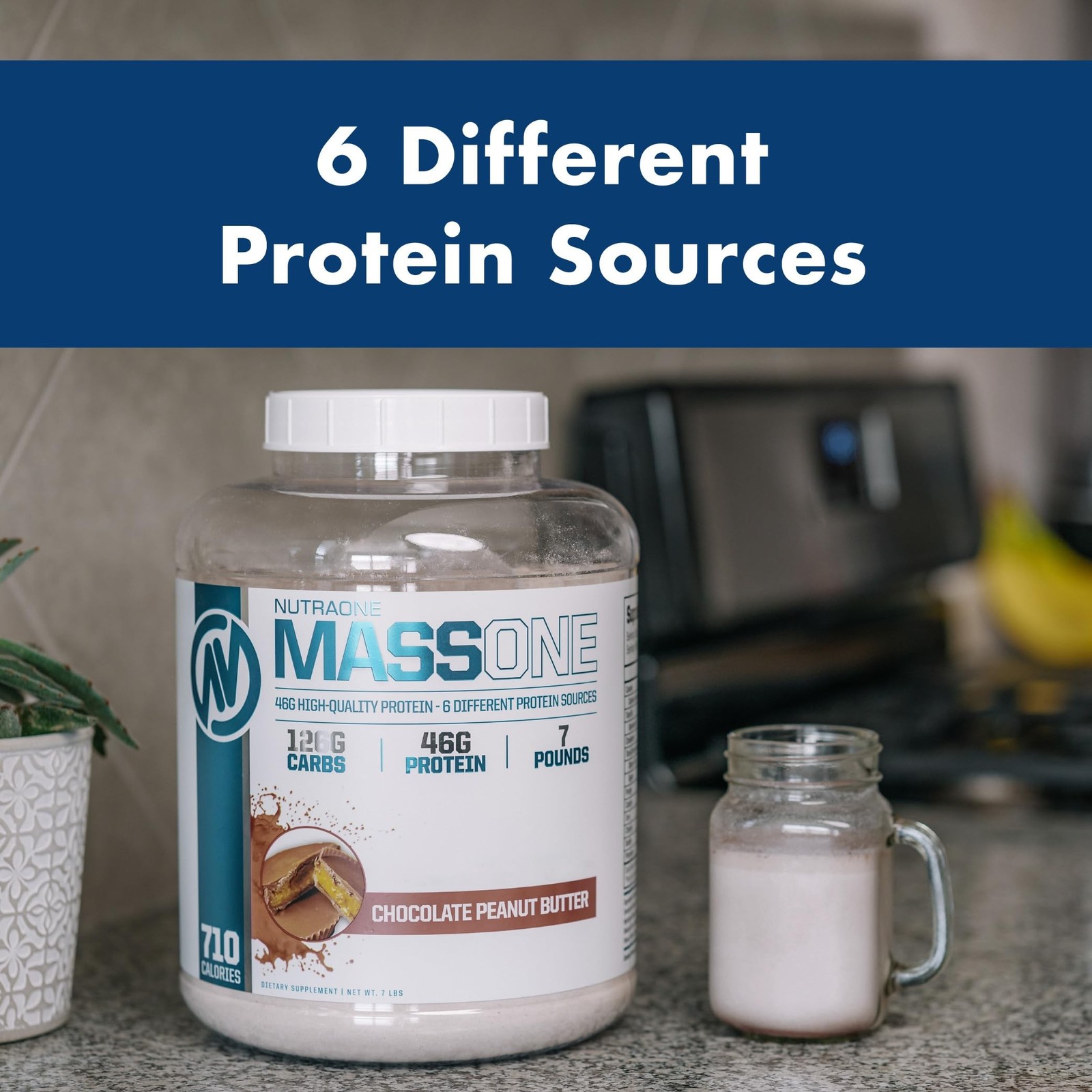 Massone Mass Gainer Protein Powder by NutraOne – Gain Weight Protein Meal Rep…