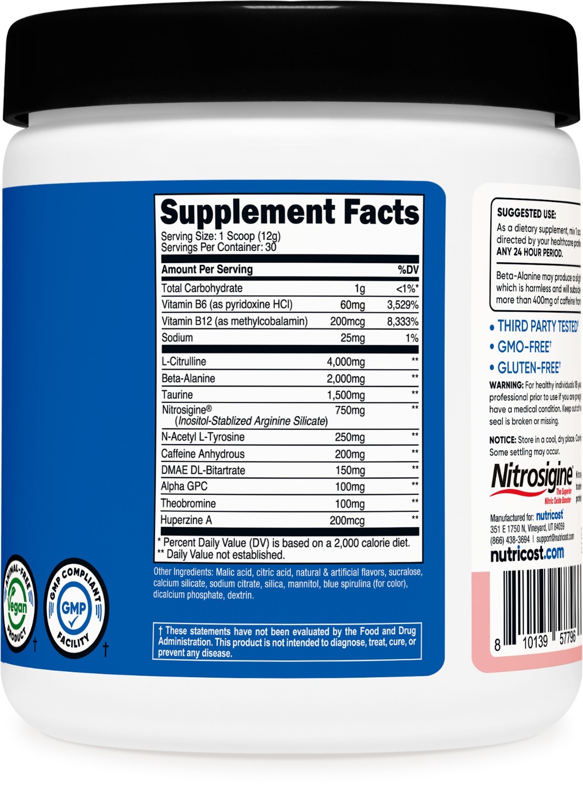 Nutricost Pre-Workout Powder (Cotton Candy) 30 Servings – GMO-Free, Gluten-Free