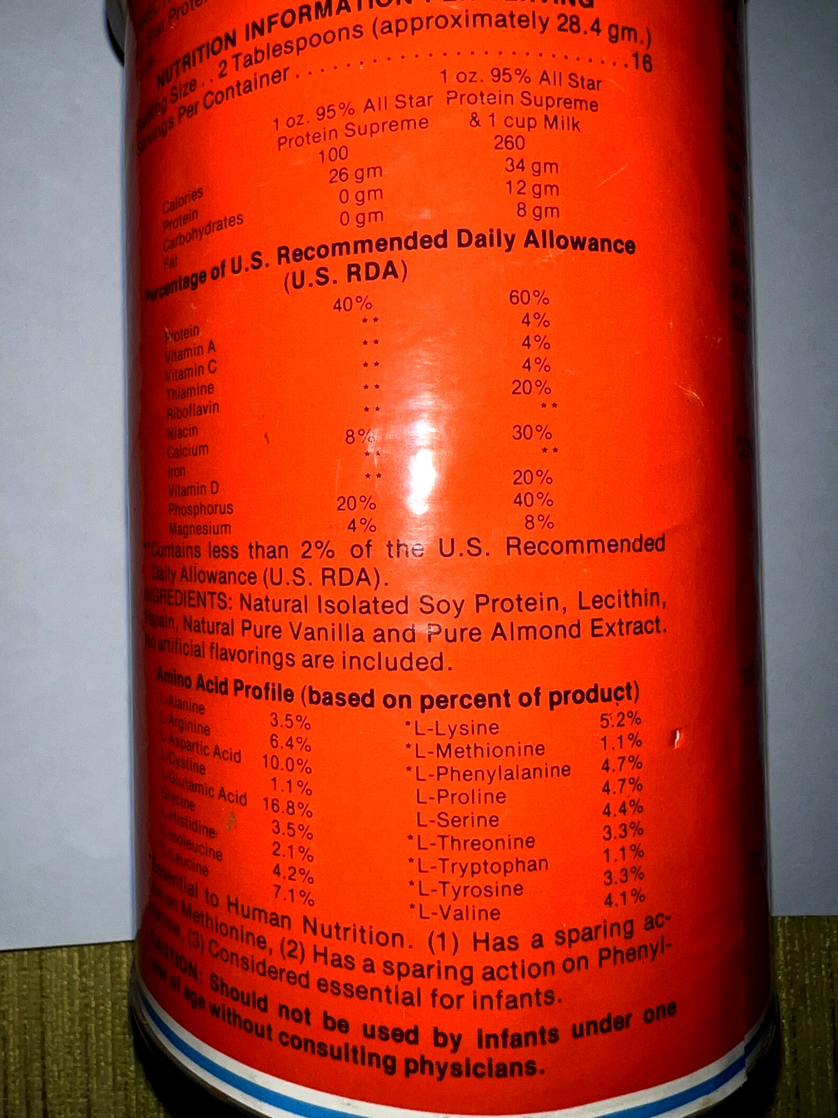 Vintage AllStar 95 protein powder- 16 oz – no sugar, no starch