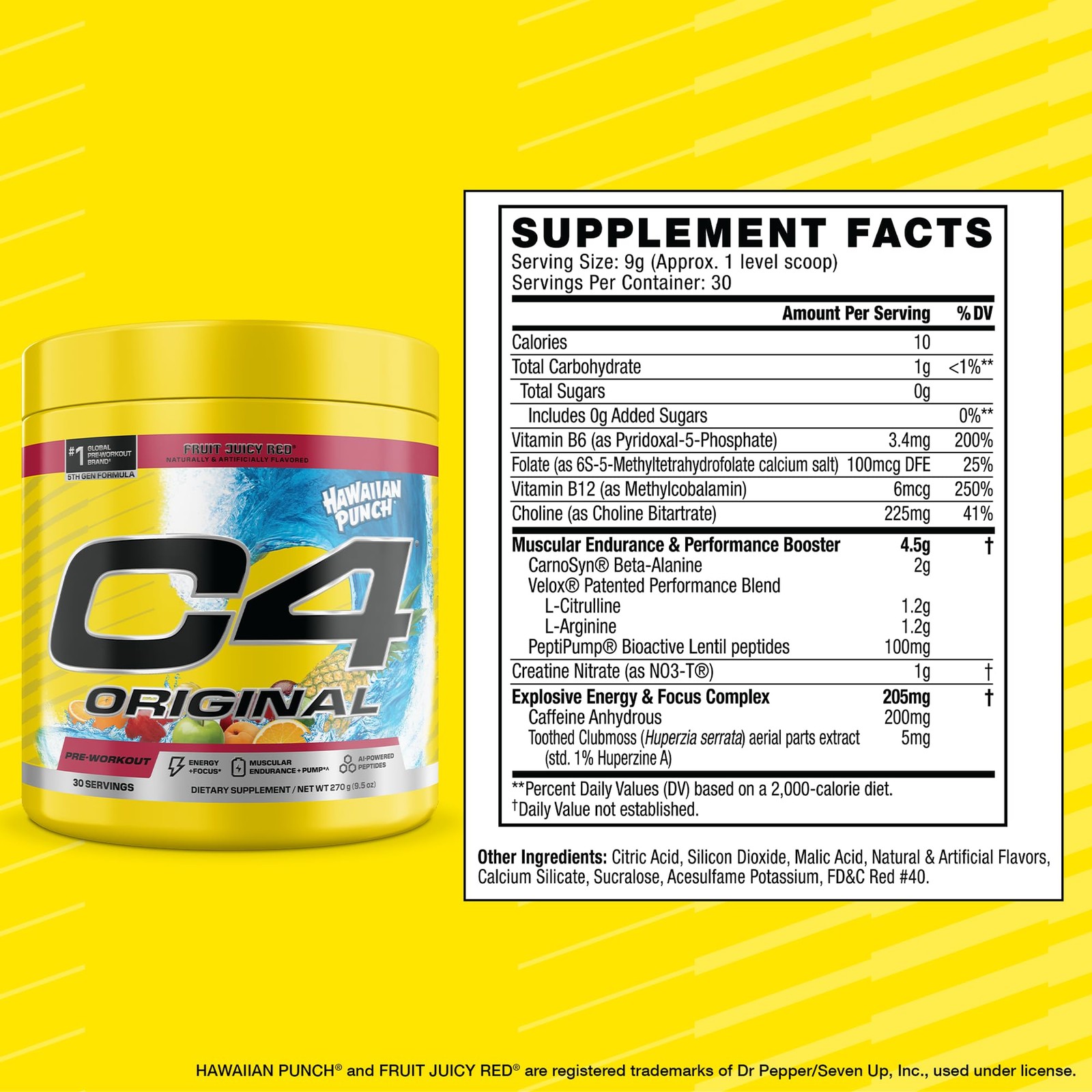 C4 Original Hawaiian Punch Pre-Workout – 9.5 Ounce (Pack of 1), No Color