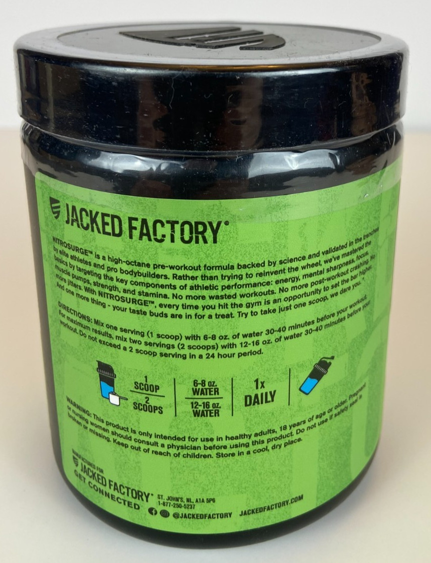 Jacked Factory Nitro Surge Pre-Workout Blue Raspberry 9.21 oz. 30 Servings 2/28