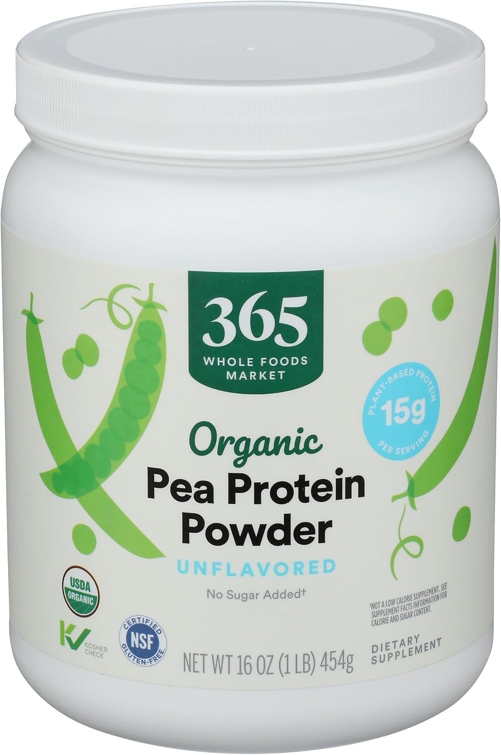 Organic Pea Protein Powder 16 Ounce Unflavored Vegan Non-GMO Excellent Source