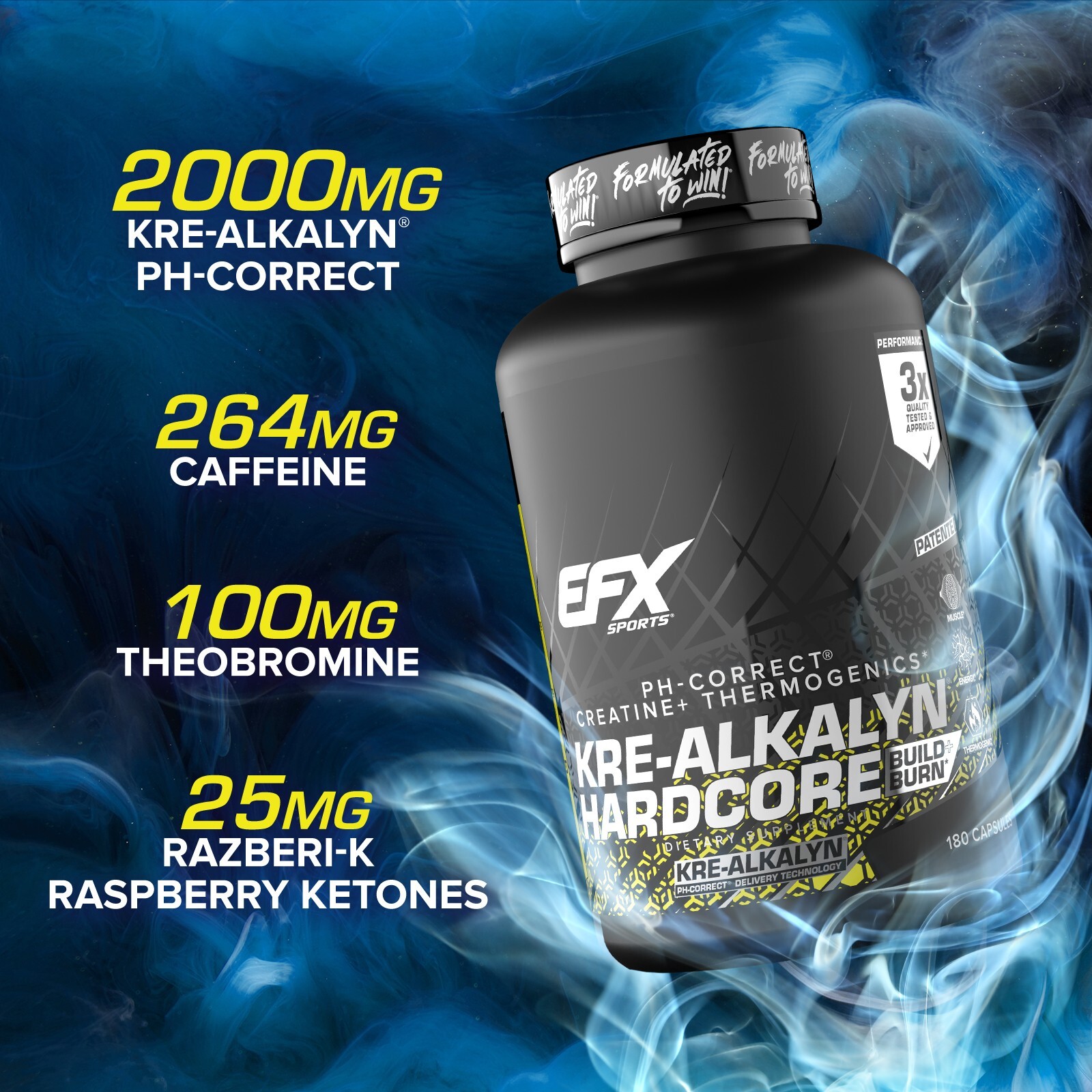 EFX KRE ALKALYN HARDCORE Creatine Energy Fat Loss Caffeine VALUE SIZE 180 Caps