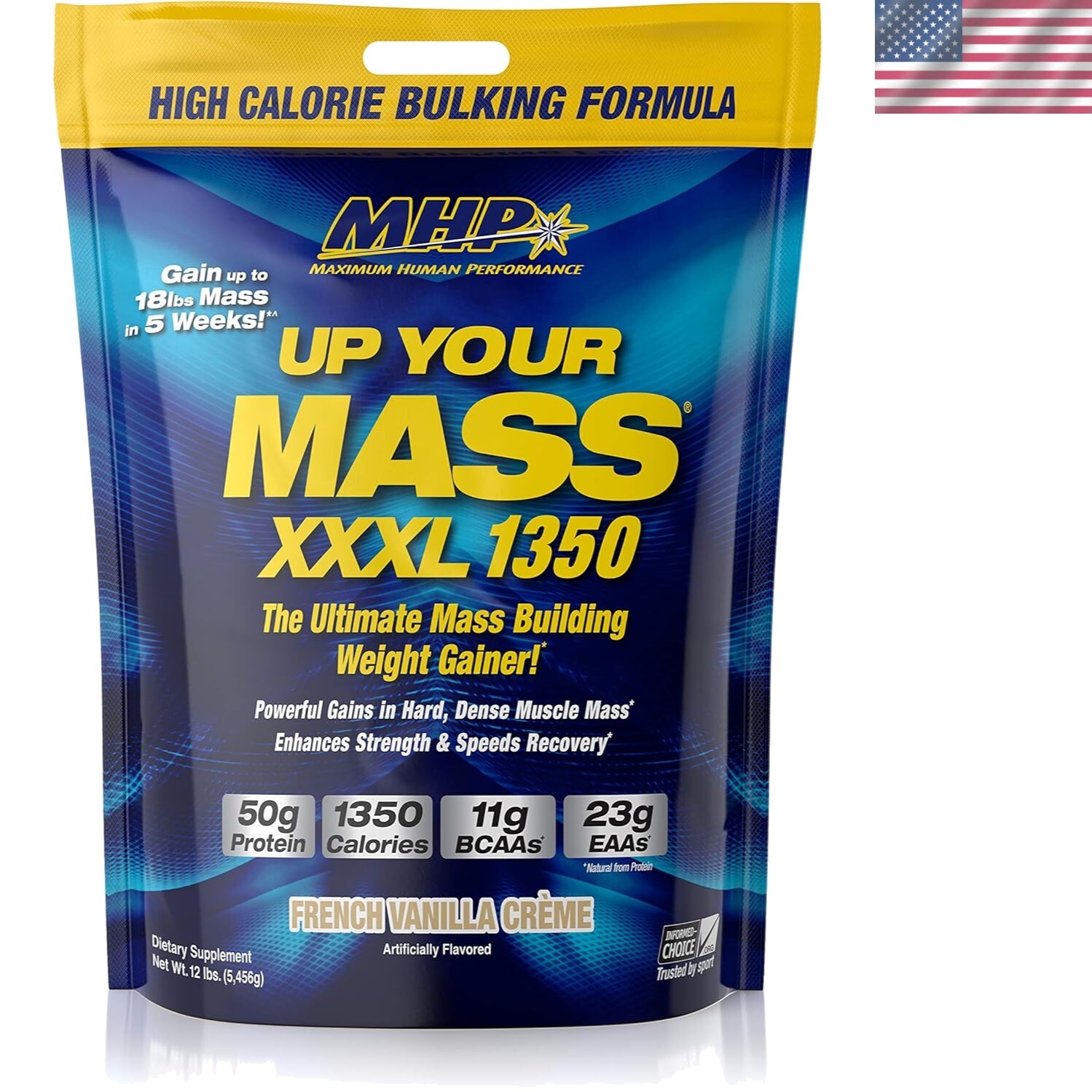 MHP UYM XXXL 1350 Weight Gainer – 50g Protein, 11g BCAAs, French Vanilla
