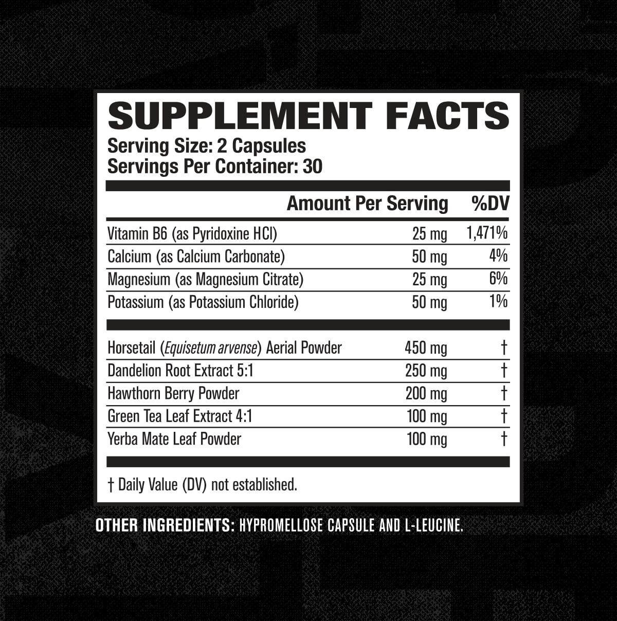 Jacked Factory Dry-Xt Diuretic – Root Extract Potassium 7 More