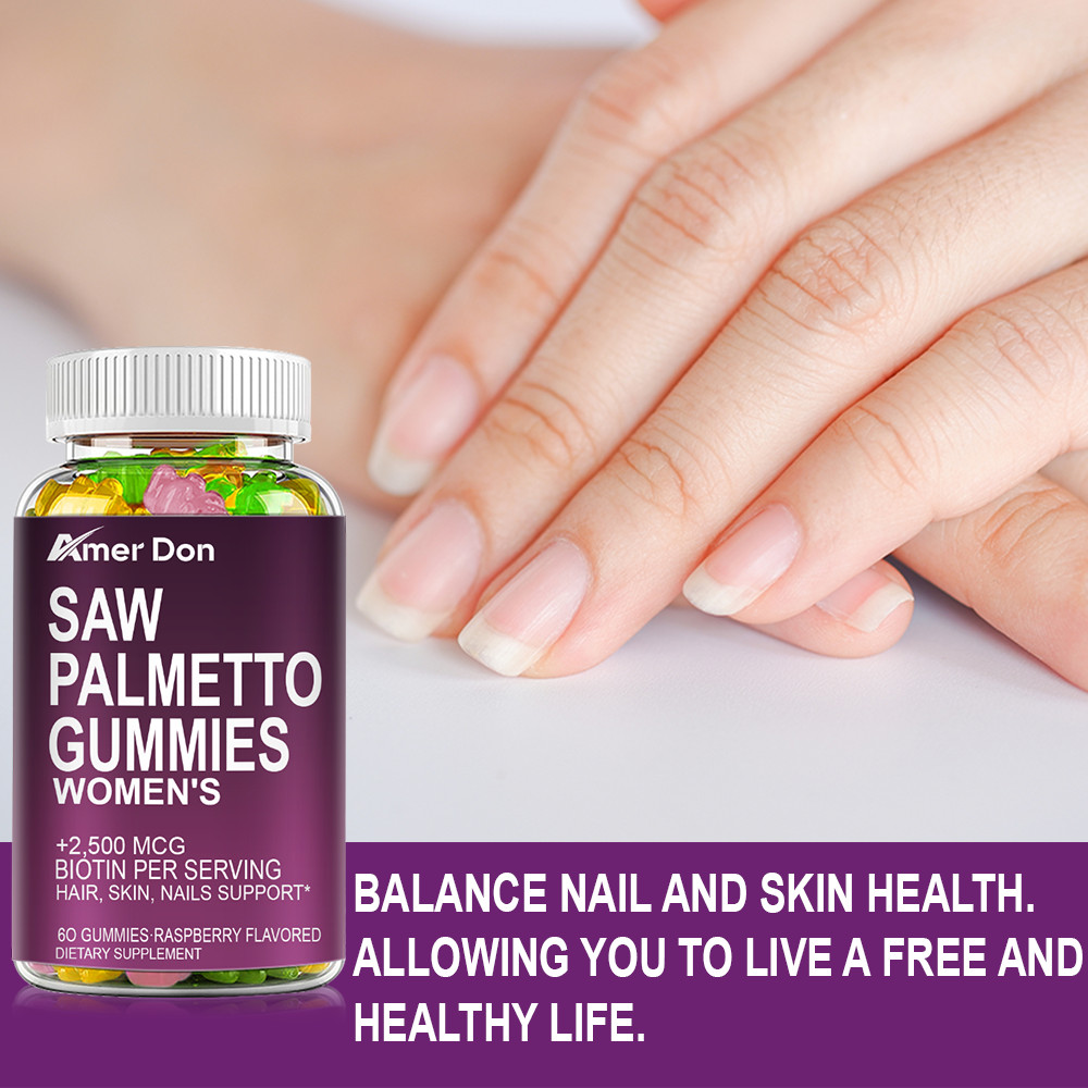 Biotin Gummies for Women – Saw Palmetto Gummies – Gluten-Free, Gelatin-Free