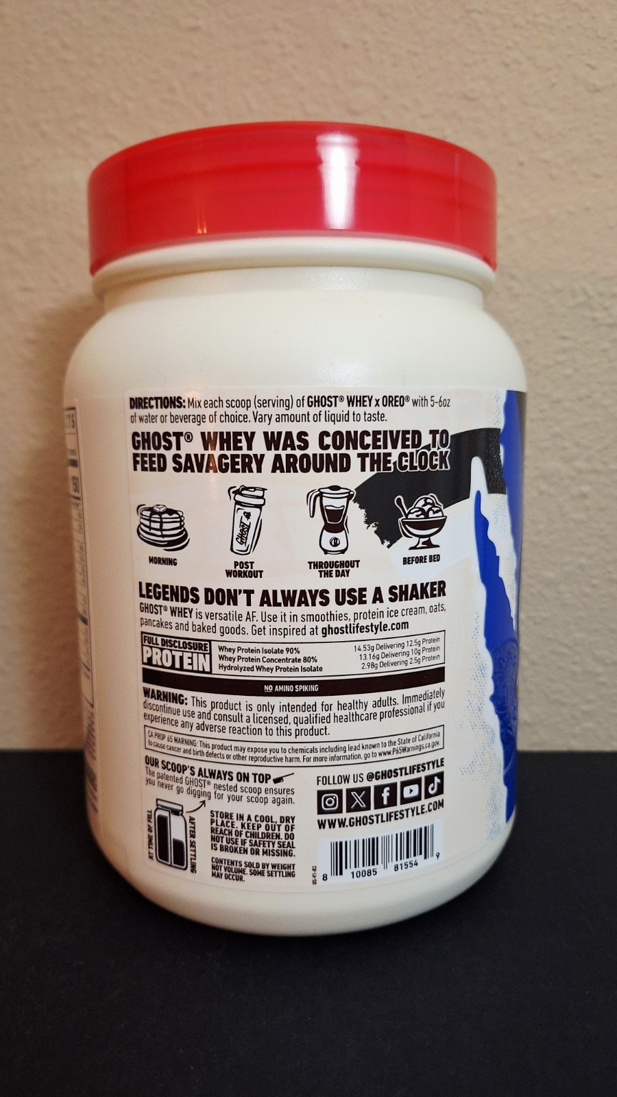 GHOST Whey Protein Powder, OREO 🍪 1.4lbs, 26G Protein, 15 Servings, 09/2027✨️