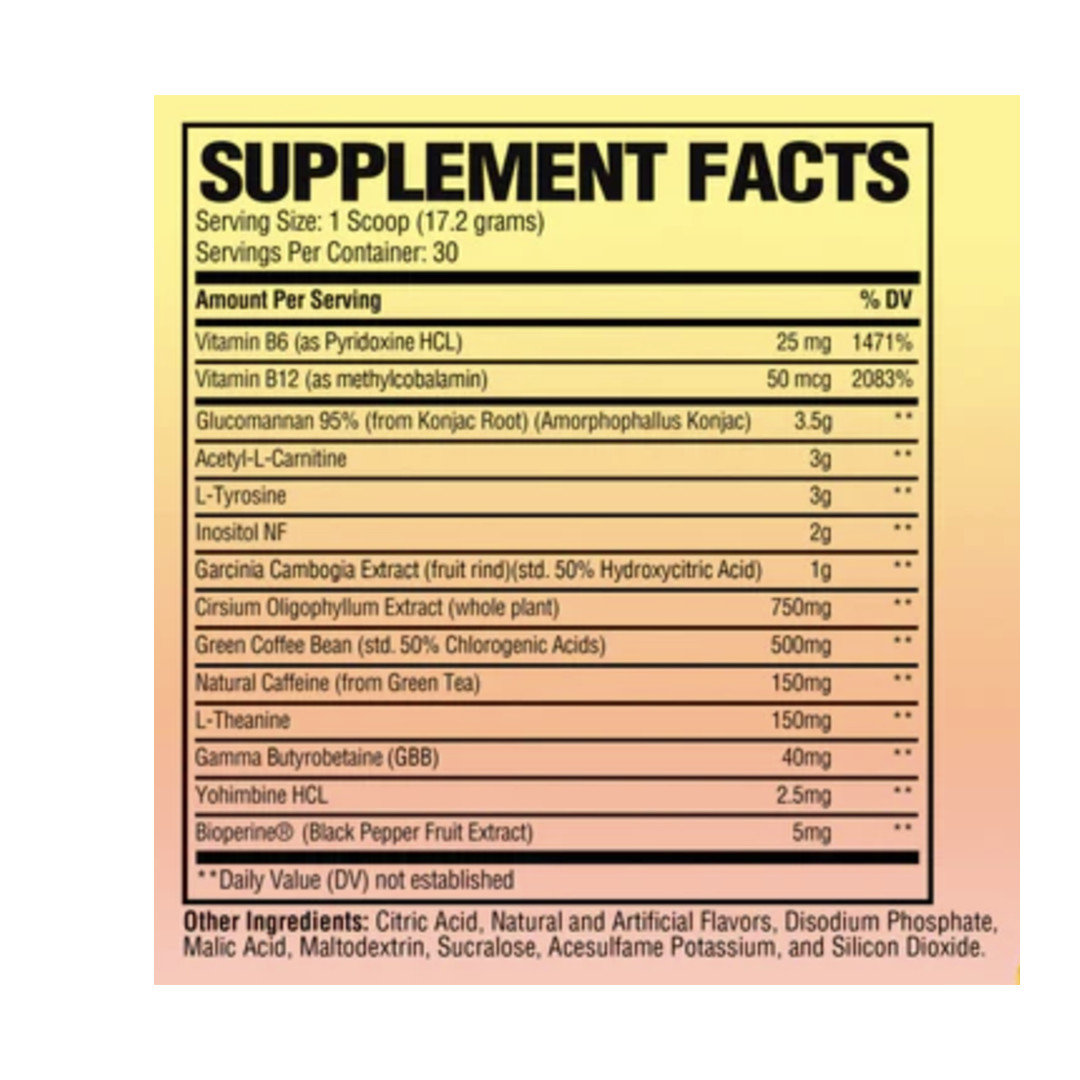 Raw Nutrition – RAW BURN Thermogenic Powder for Fat Loss-Peach Rings-30 Servings